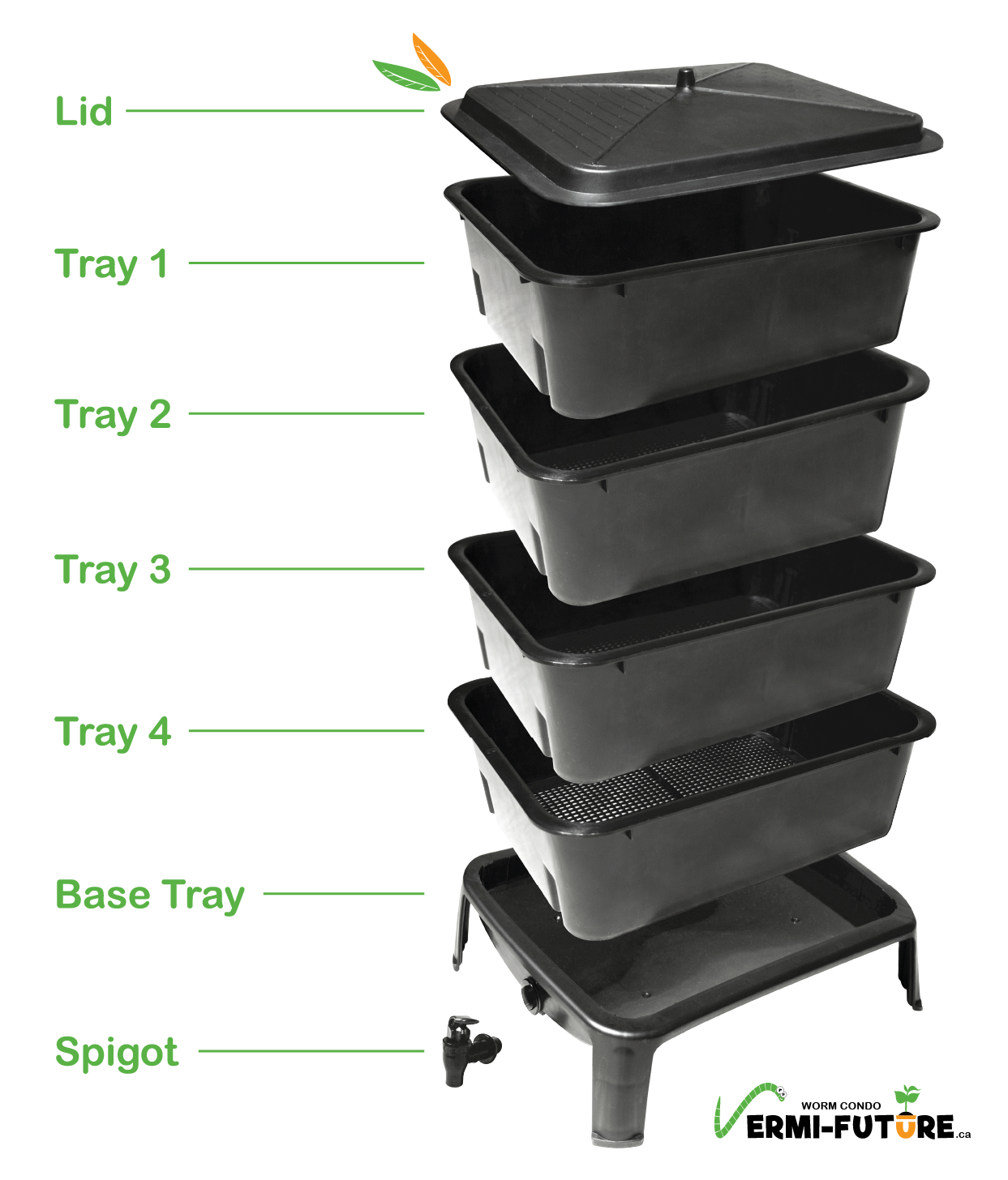 VERMI-FUTURE Worm Condo 4 Trays including startup kit and 3in1 soil meter 